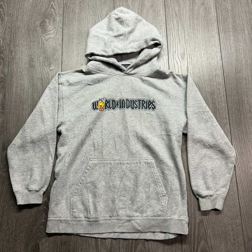 Vintage World Industries Vintage Flame Boy Hoodie Gray Skate Kids Medium